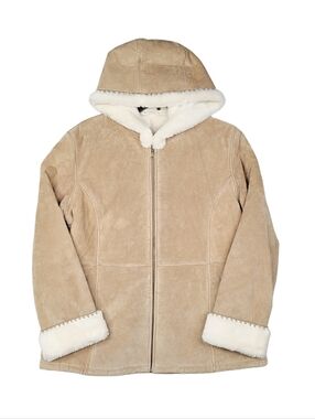 Vintage Fabio Penny Lane Suede Leather Coat Jacket Womens Large Tan Beige Lined